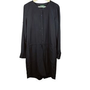 Lauren Ralph Lauren Black Button Front Drawstring waist romper  Women‎ size 16